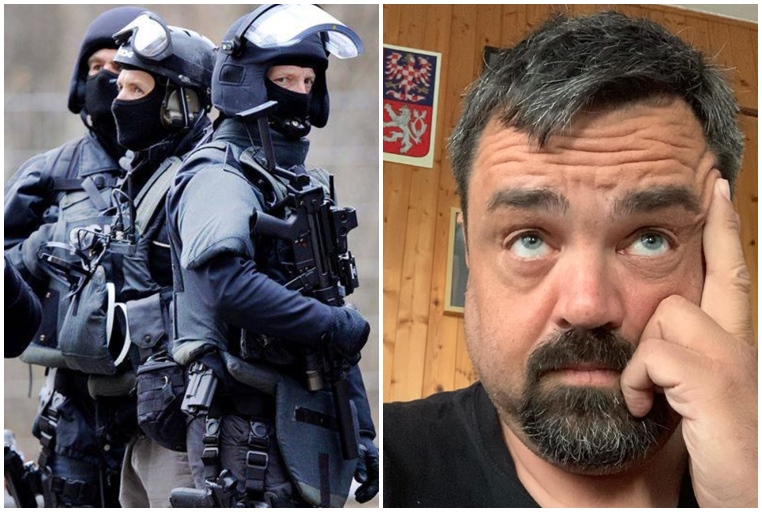 Aktuálně! Policejní zásahovka prohledává kancelář starosty Novotného! Kukláči hledají drogy!