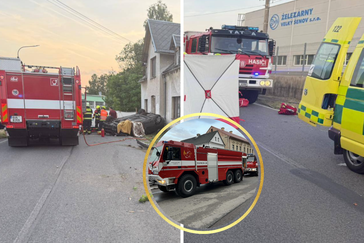Smrtelná dopravní nehoda u Velkého Šenova! Auto skončilo na střeše! Mladý muž přišel o život!