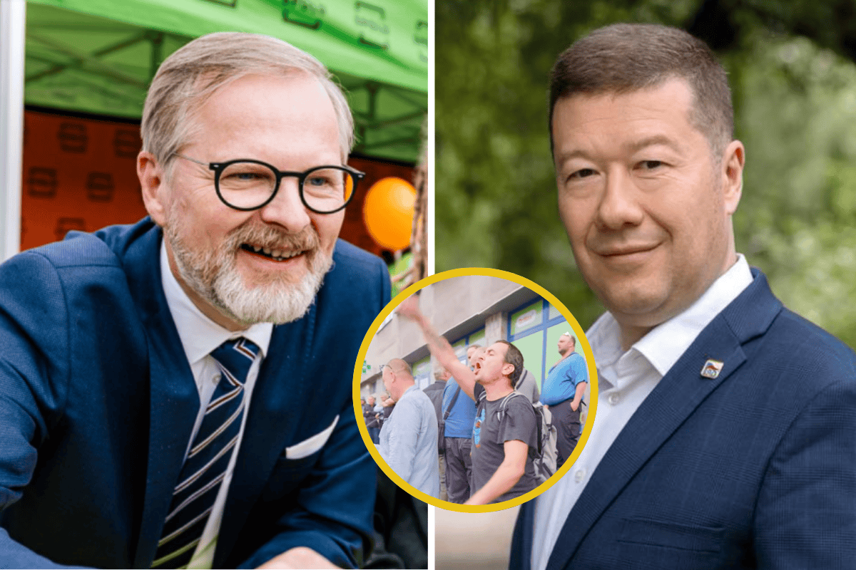 Petr Fiala čelí zuřícím davům v Plzni! Nadávky, pískot a napjaté setkání! Zatímco Okamura láká dav na levné pivo a slibuje kruté řezy!