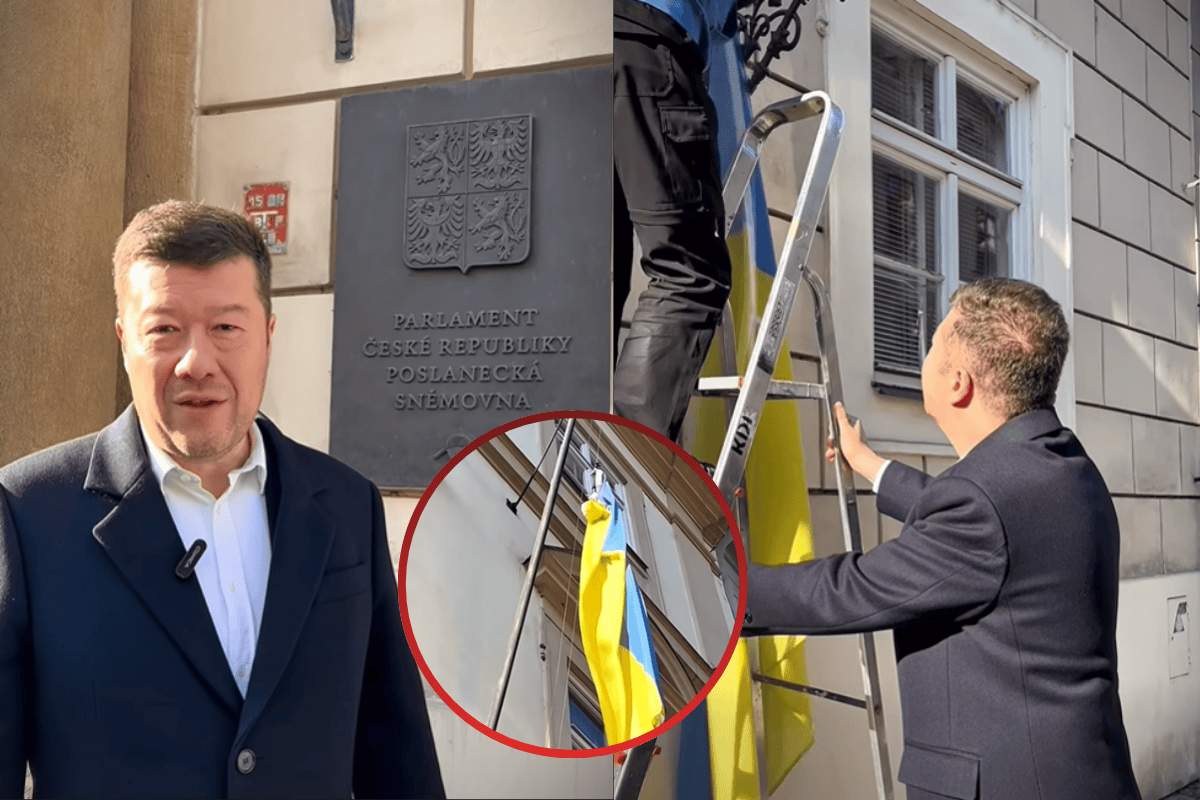 Hned po převzetí úřadu udeřil! Tomio Okamura nechal odstranit ukrajinskou vlajku z parlamentu!
