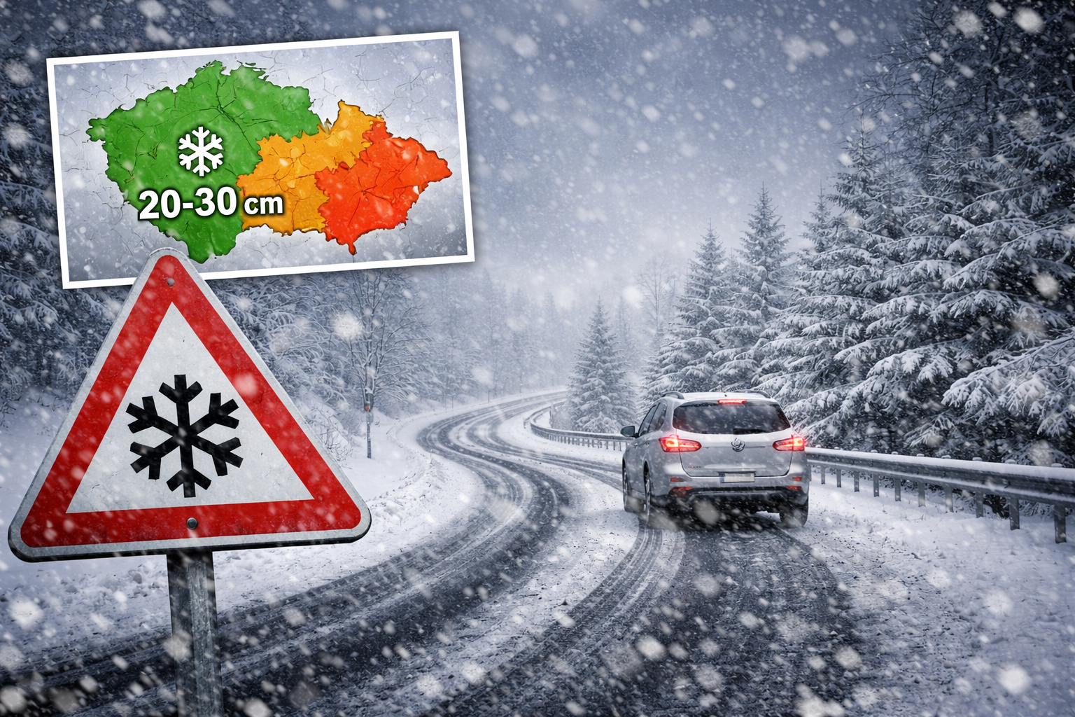 Do Česka se vrací zima. Meteorologové varují před sněhem, v některých oblastech může napadnout až 30 centimetrů